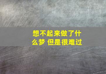 想不起来做了什么梦 但是很难过